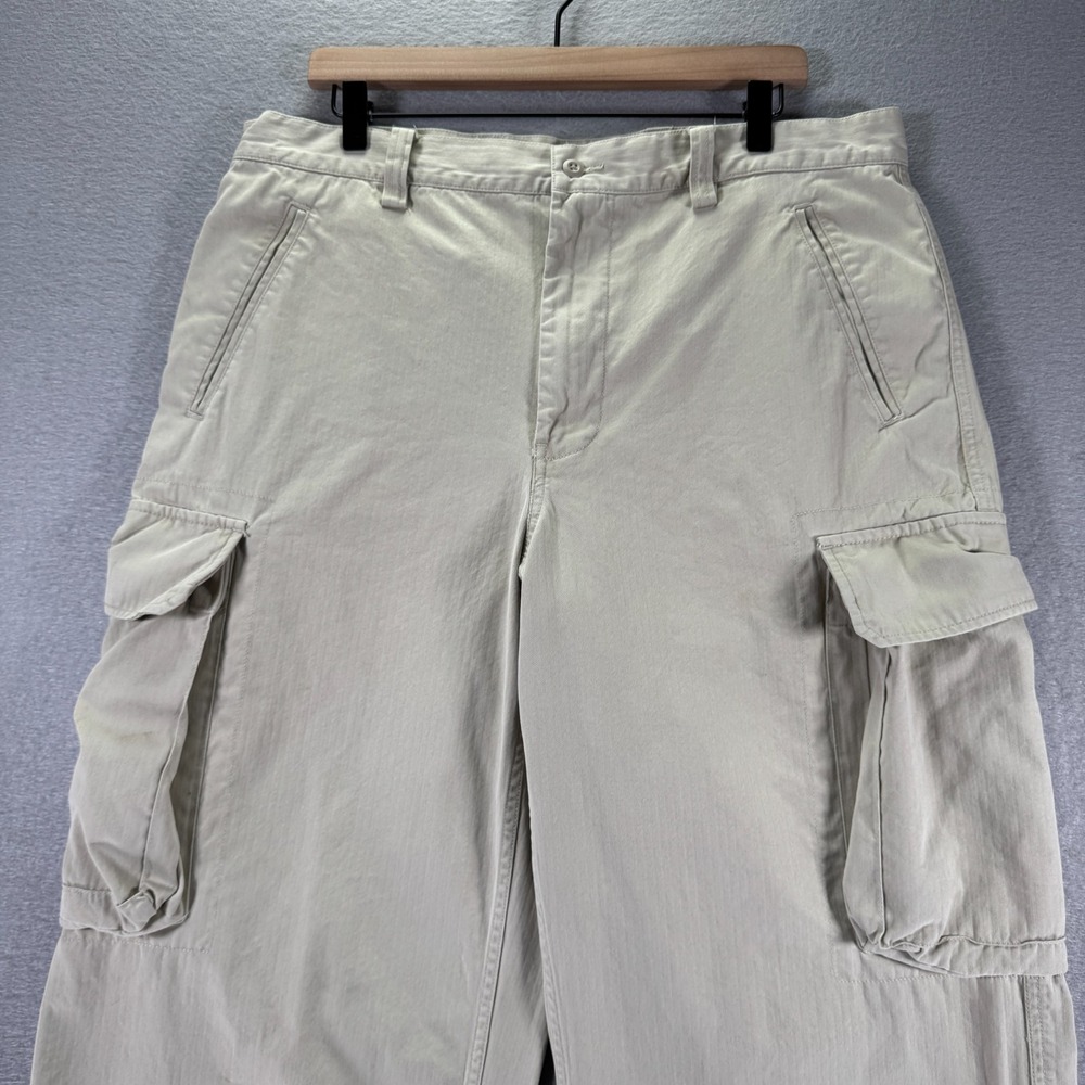 Vintage Gap Cargo Pants Men 36x30 Beige Straight Wide Leg Heavyweight Trendy 90s - Picture 3 of 15